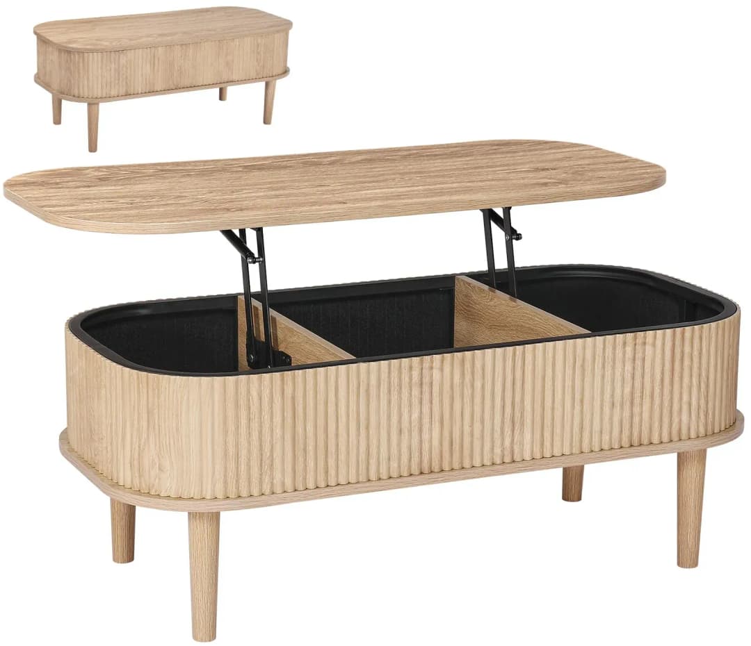 Couchtisch Höhenverstellbar Naturholz Eiche 100 x 48 x 41 cm