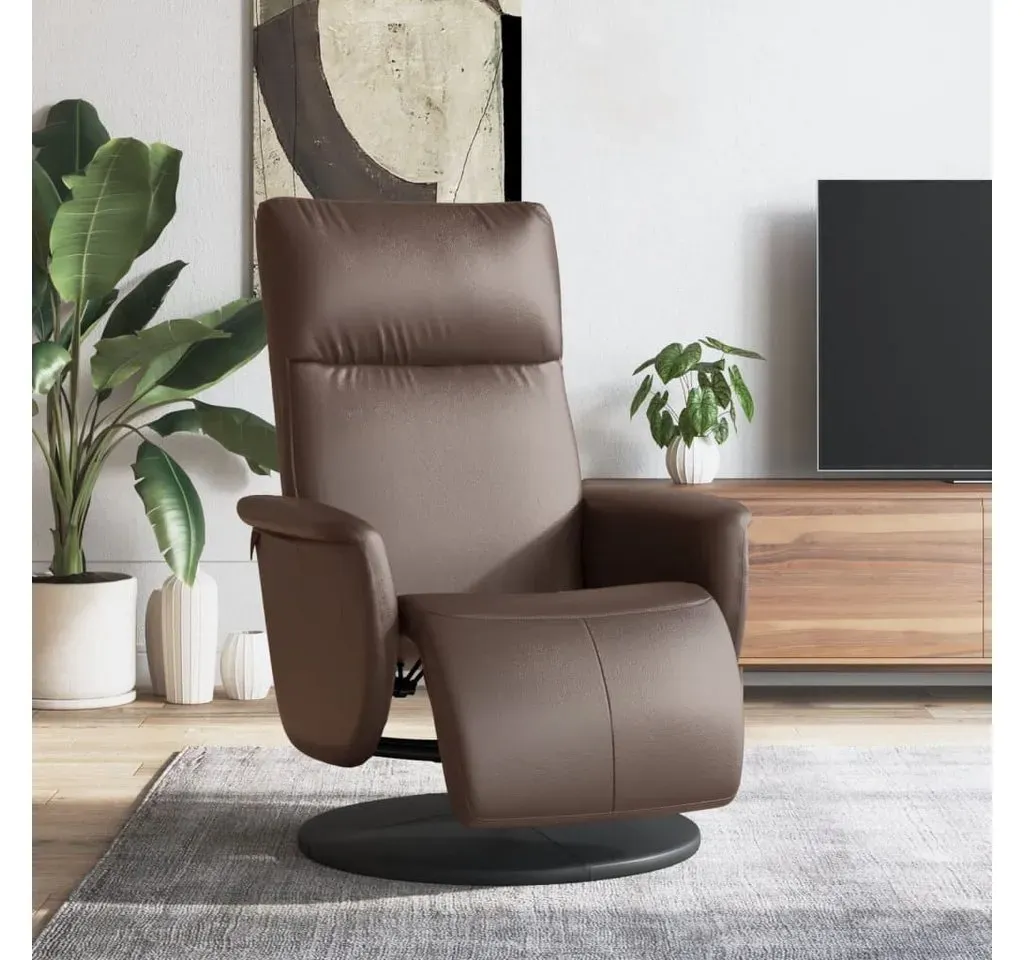 Relaxsessel mit Fußteil Kunstleder 90 x 105 x 90 cm Braun drehbar