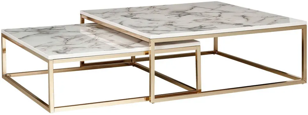 Couchtisch Marmoroptik Gold 75 x 27 x 75 cm