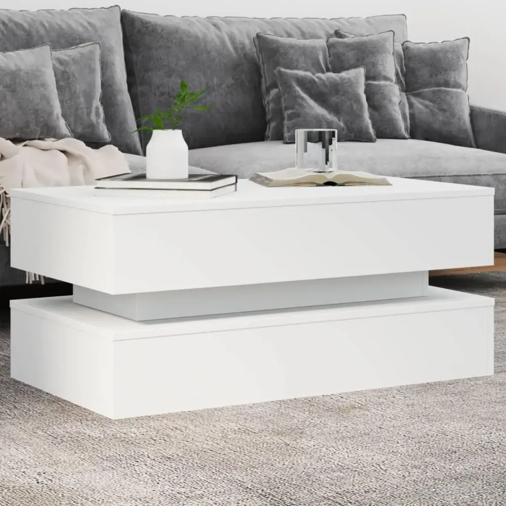 Couchtisch mit LED-Leuchten Weiß 90 x 50 x 40 cm