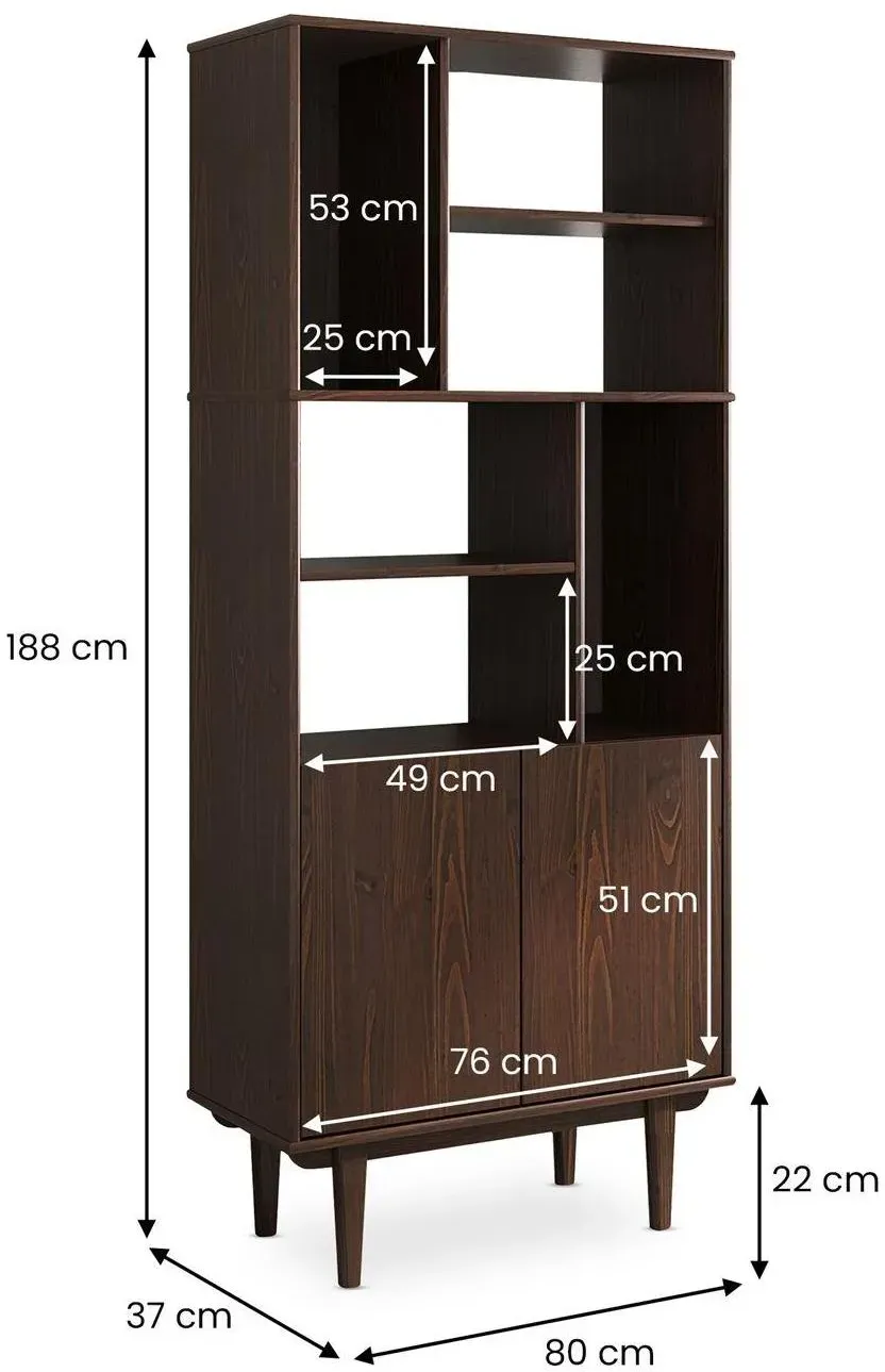 Bücherregal 80 x 37 x 188 cm Nussbaum