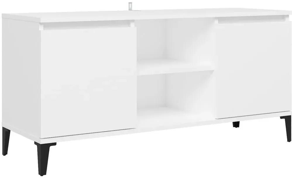 TV-Schrank mit Metallbeinen 103,5x35x50 cm Weiß Holz/Metall/Holzwerkstoff