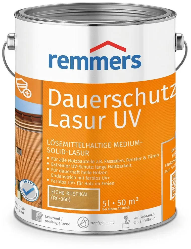 Dauerschutz-Lasur UV 5 l eiche rustikal seidenglänzend