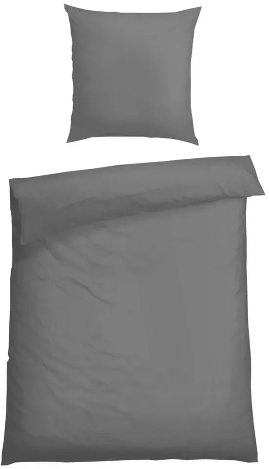 Ella Unifarben Baumwollsatin Dunkelgrau 155 x 220 cm + 80 x 80 cm