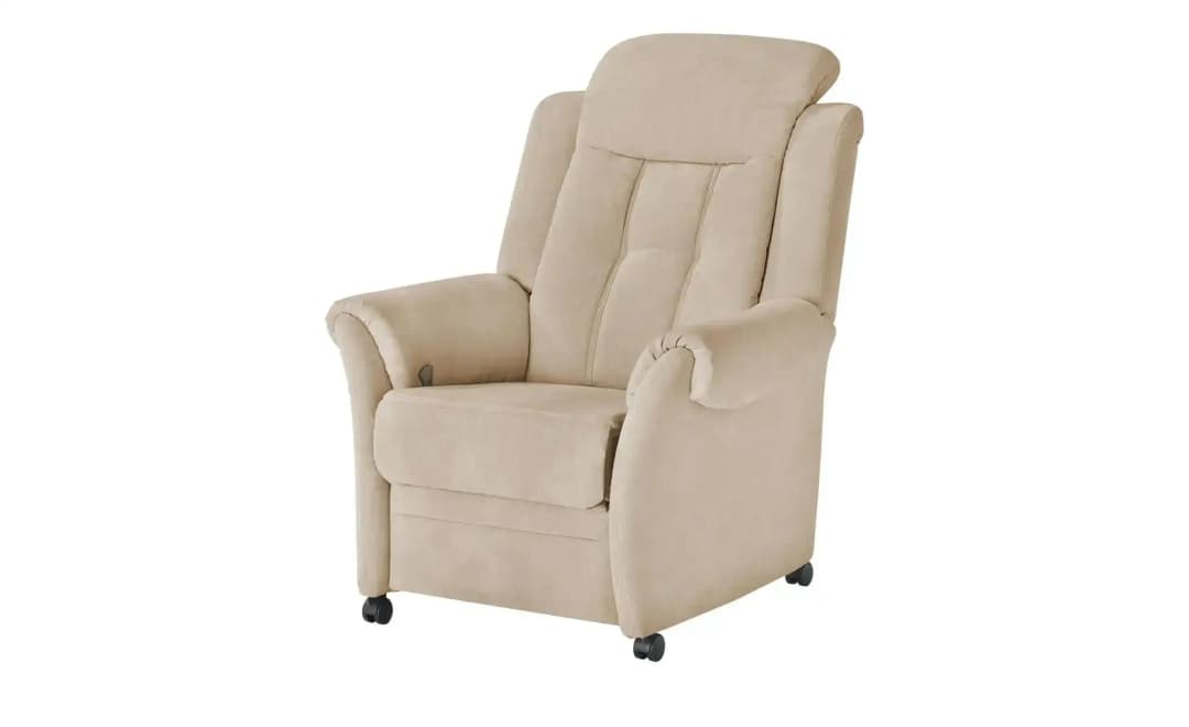 Fernsehsessel Andorra Mikrofaser 87 x 108 x 110 cm Beige mit Rollen