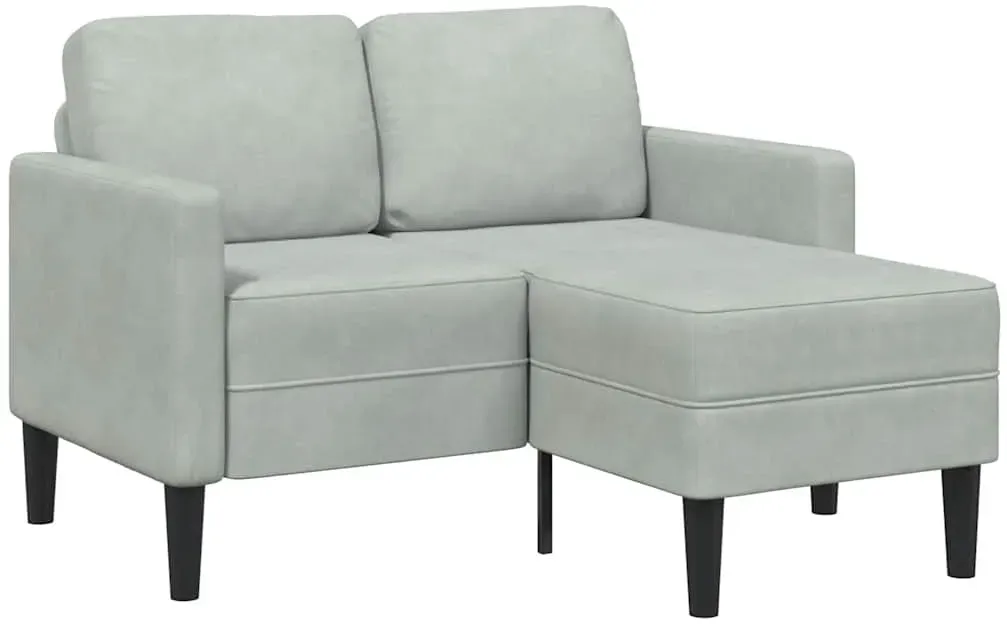 2-Sitzer-Sofa Samt 2-Sitzer Hellgrau