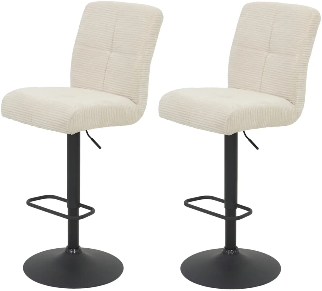 Barhocker LENI Cord creme/schwarz 2er Set