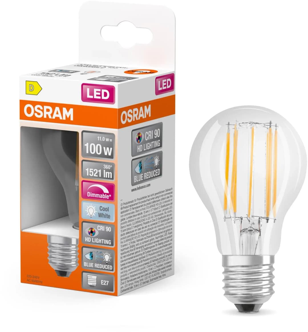 LED-Birne 11W E27 4000 K 1521 lm dimmbar