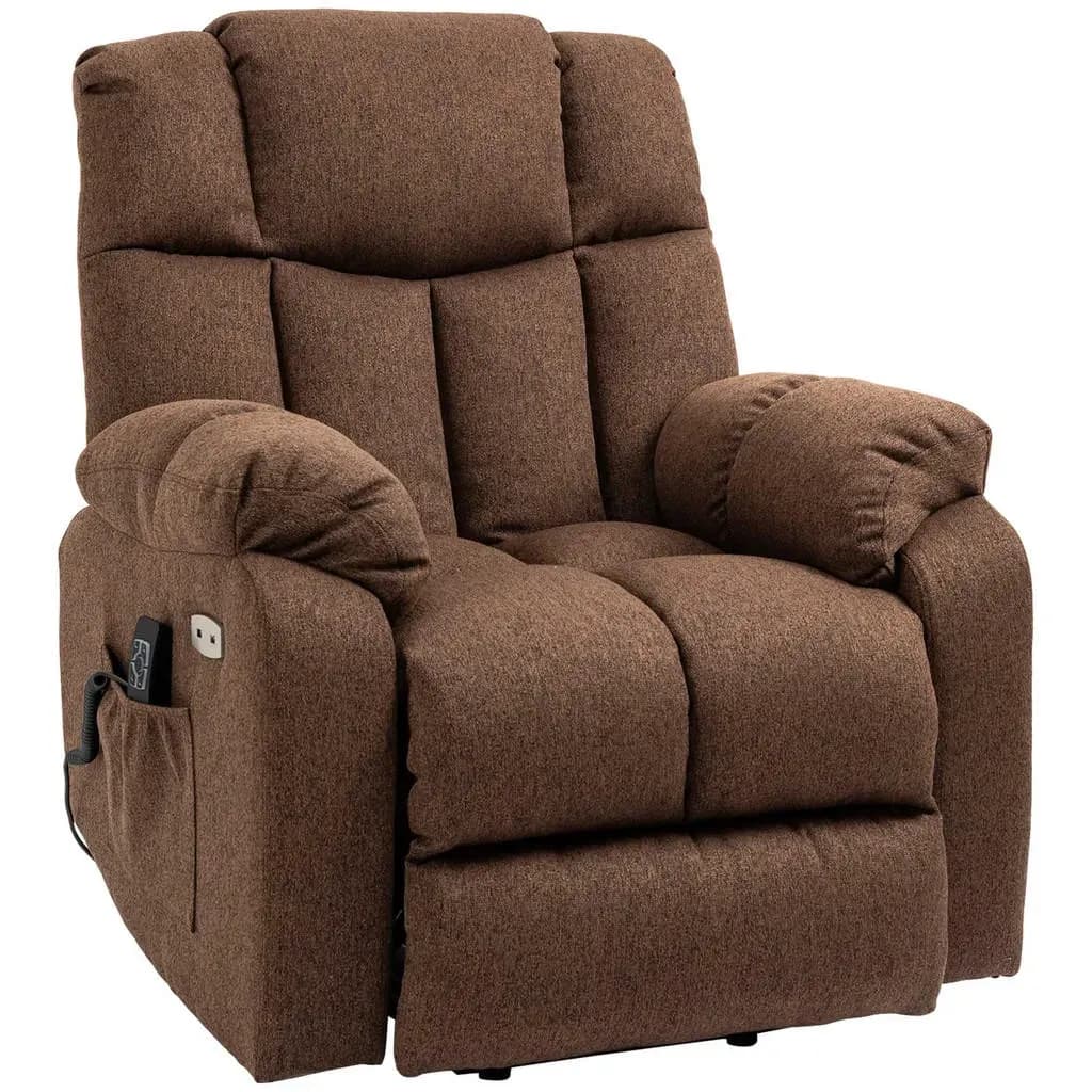 Fernsehsessel mit Aufstehhilfe Polyester 95 x 107 x 92 cm Braun elektrisch mit Fernbedienung