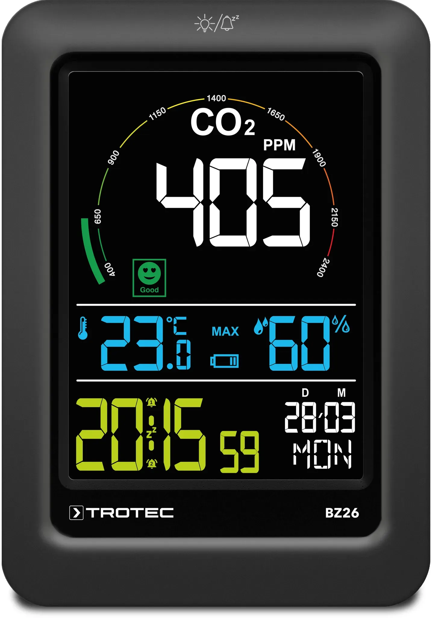 CO2-Luftqualitätsmonitor Schwarz BZ26