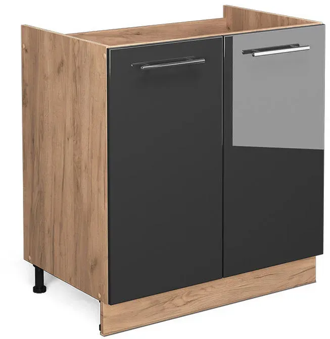 Spülenschrank Fame-Line 80 x 51,5 x 81,5 cm Anthrazit Hochglanz