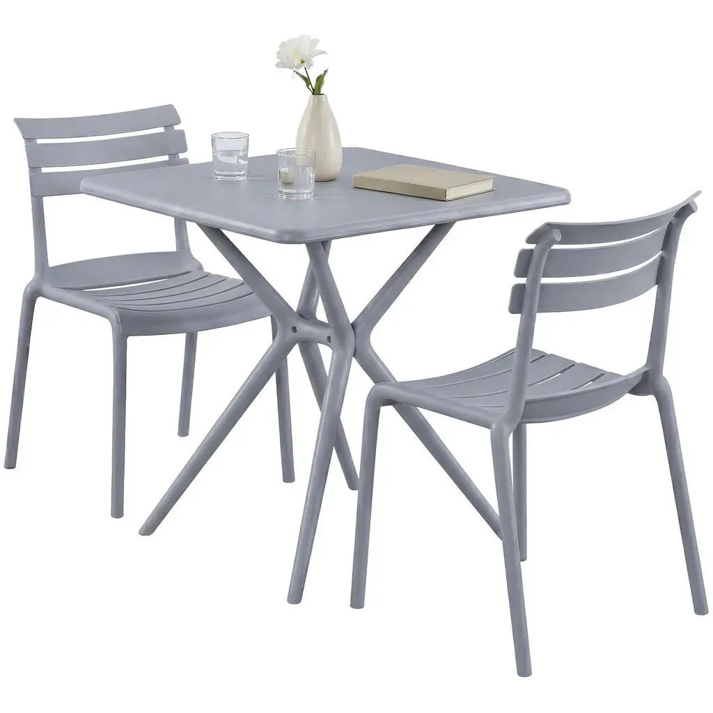 Gartenmöbel-Set Vela mit 2 Stühlen grau