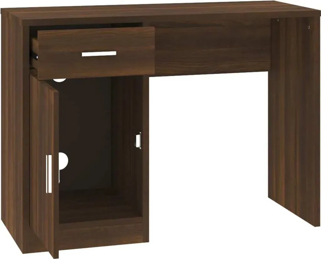 Schreibtisch mit Stauraum Eichen-Optik Braun