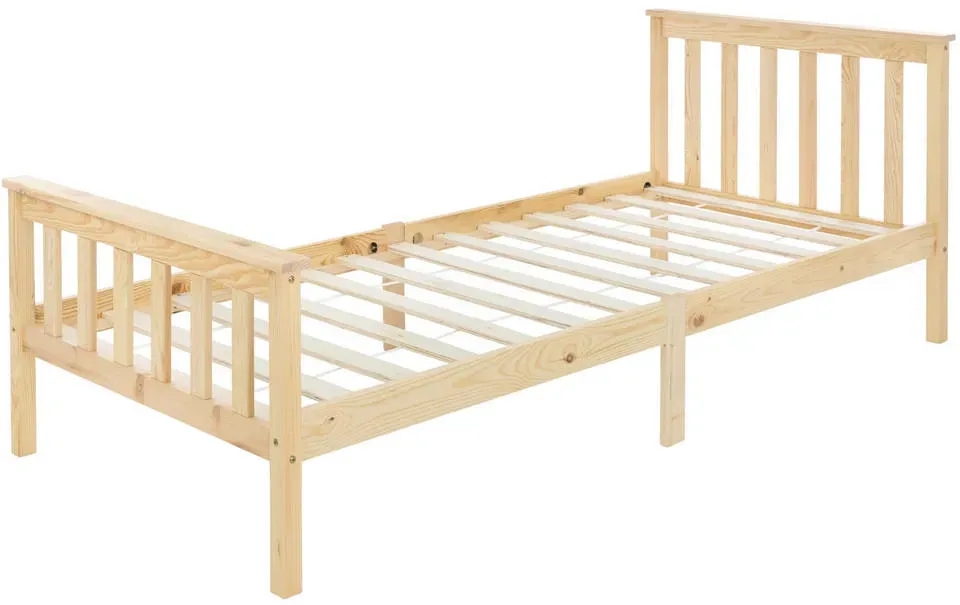 Holzbett 90 x 200 cm Natur Braun