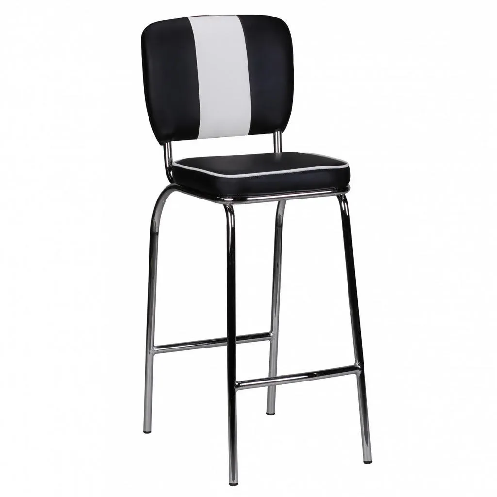 Barstuhl American Diner Retro Schwarz/Weiß