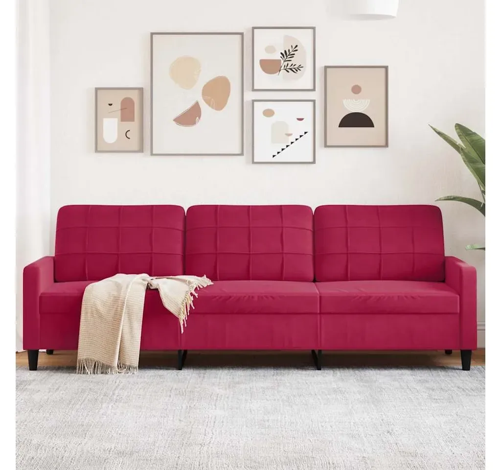 Couch Samt 3-Sitzer Weinrot