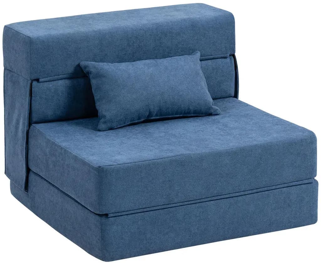 Schlafsessel HOMCOM Polyester 80 x 15 x 210 cm Blau mit Kissen