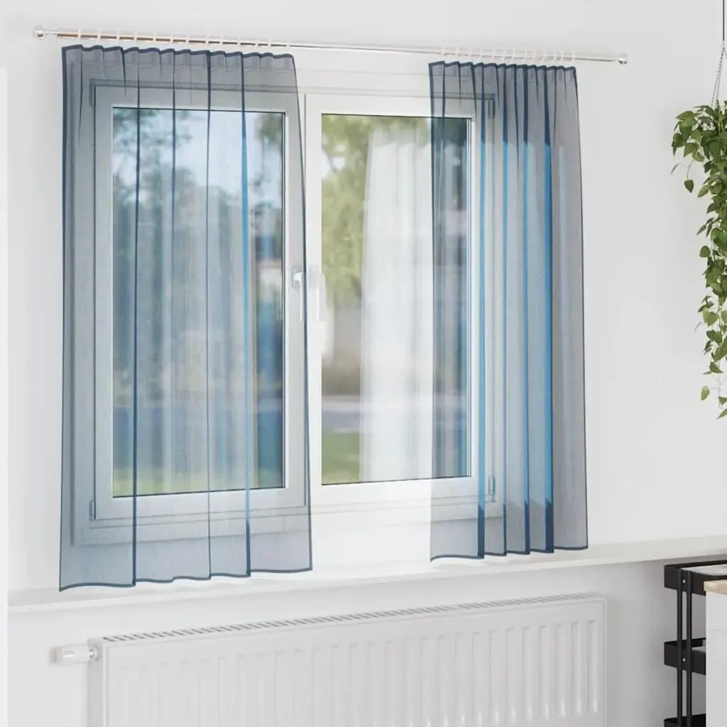 Voile Vorhänge Stangentaschen 140 x 350 cm Königsblau 2 Stk.