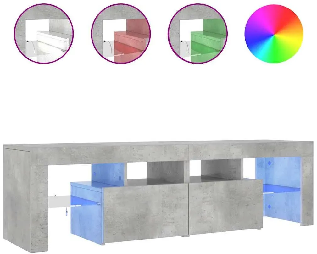 TV-Schrank mit LED-Beleuchtung 140x36,5x40 cm Grau Holz
