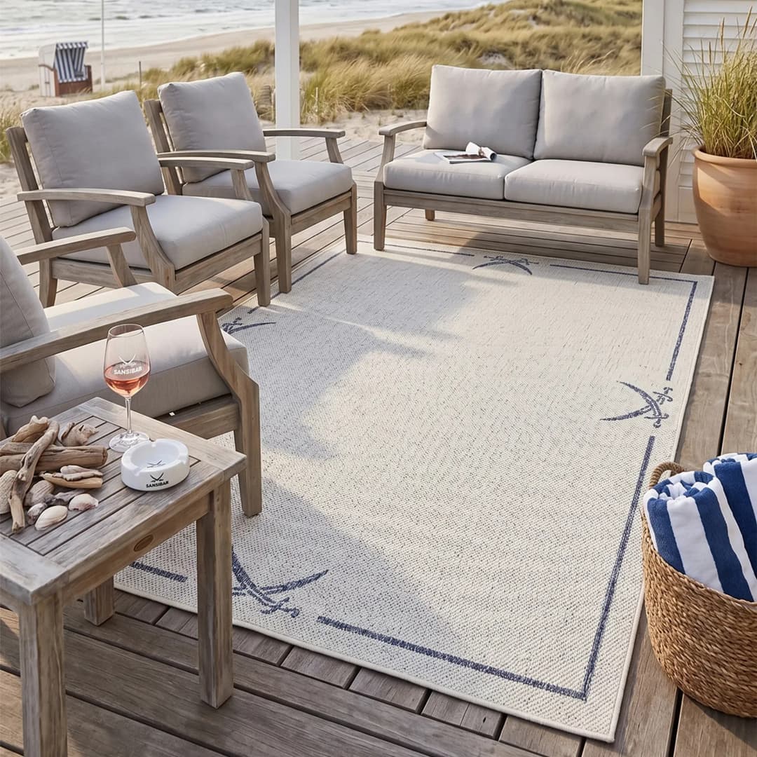 Nordsee Beach SA-035 Outdoor-Teppich 200 x 290 cm Beige/Creme