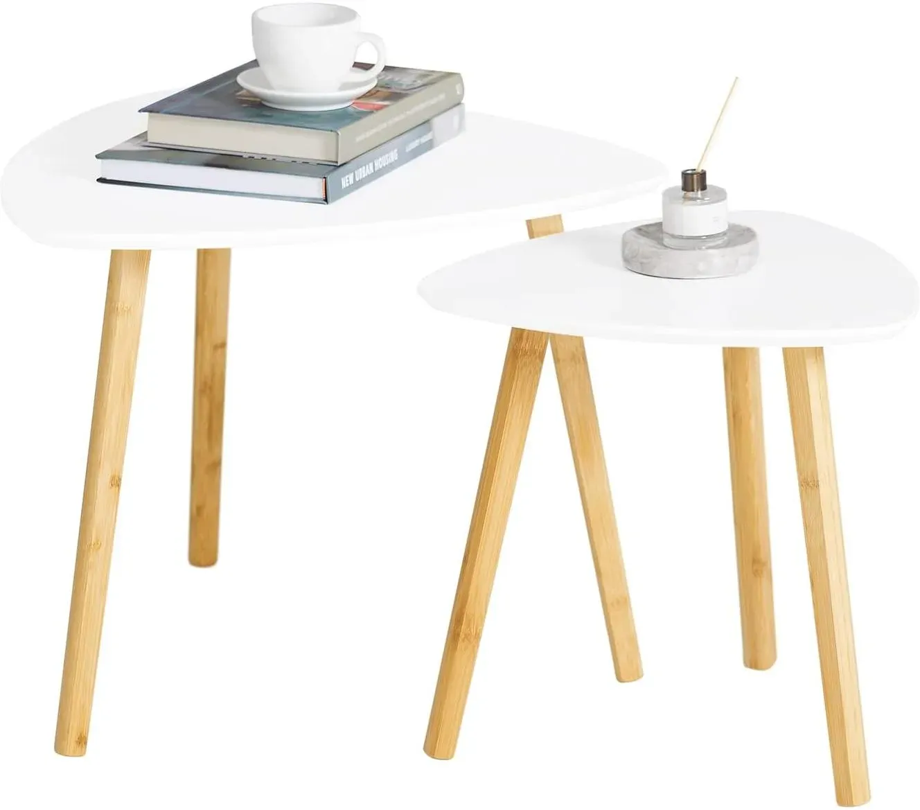 Beistelltisch Weiß Bambus 55 x 45 x 55 cm