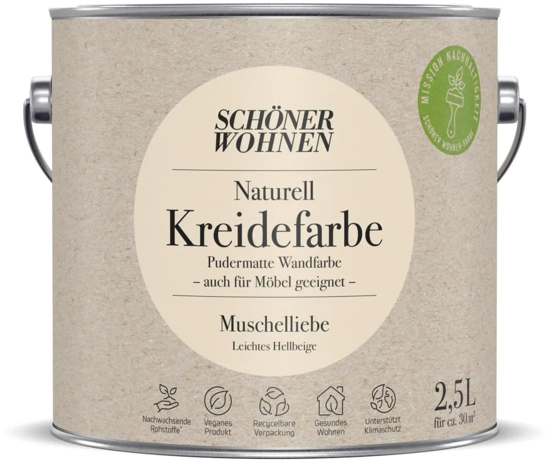 Naturell Kreidefarbe Muschelliebe beige matt 2,5 l