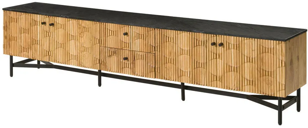 LONDON TV-Lowboard 240x40x55 cm Schwarz Massivholz