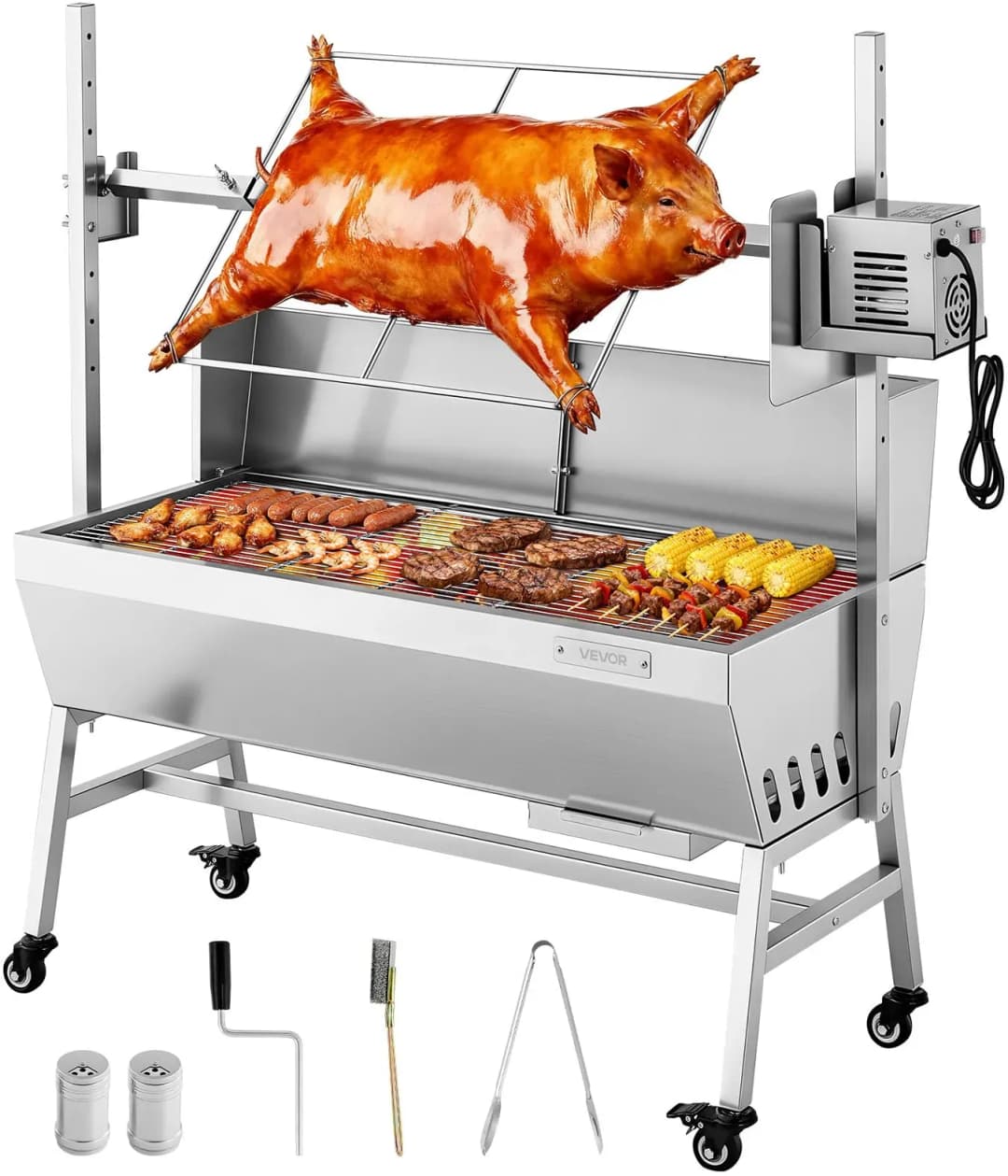 Drehspießgrill 94 cm Silber