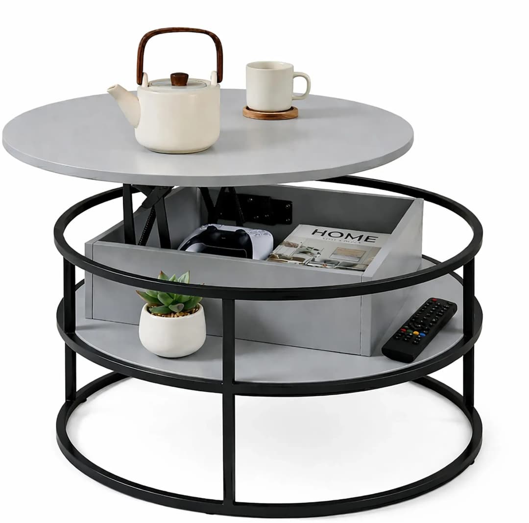 Couchtisch Grau/Schwarz MDF 80 x 46 cm
