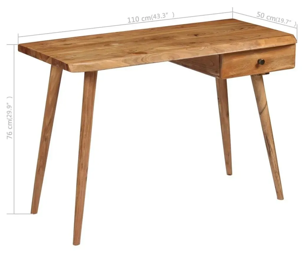 Schreibtisch Akazienholz Massiv / Braun