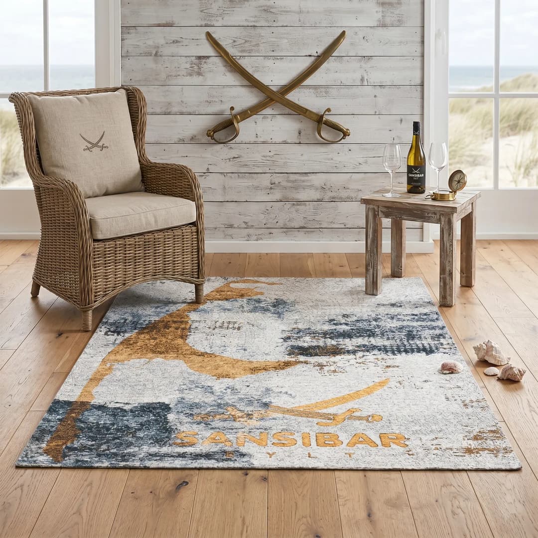 Keitum 012 Webteppich 80 x 150 cm Gold/Mehrfarbig