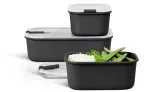 EasyClip Frischhaltedose schwarz 7 cm 0,7 l + 1,5 l 3-teilig