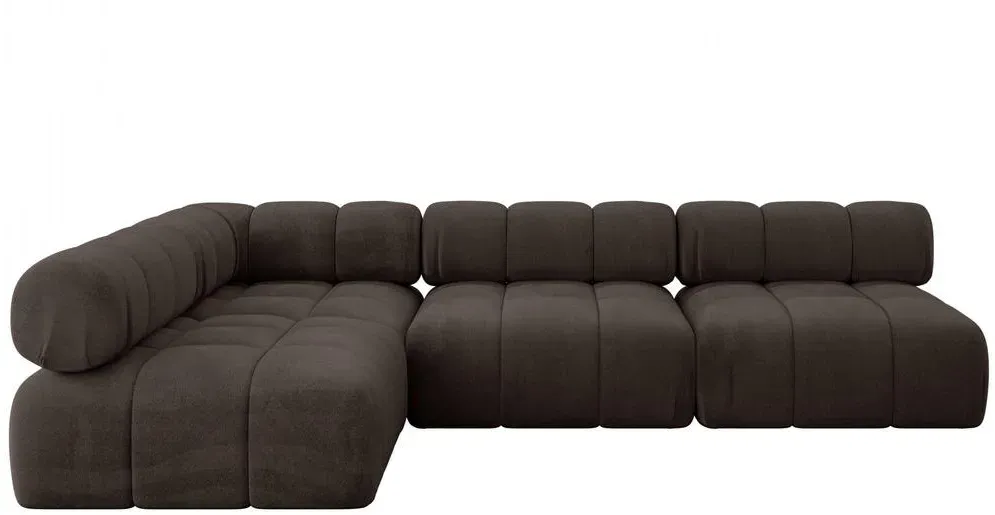 Eckcouch Samt 5-Sitzer Braun