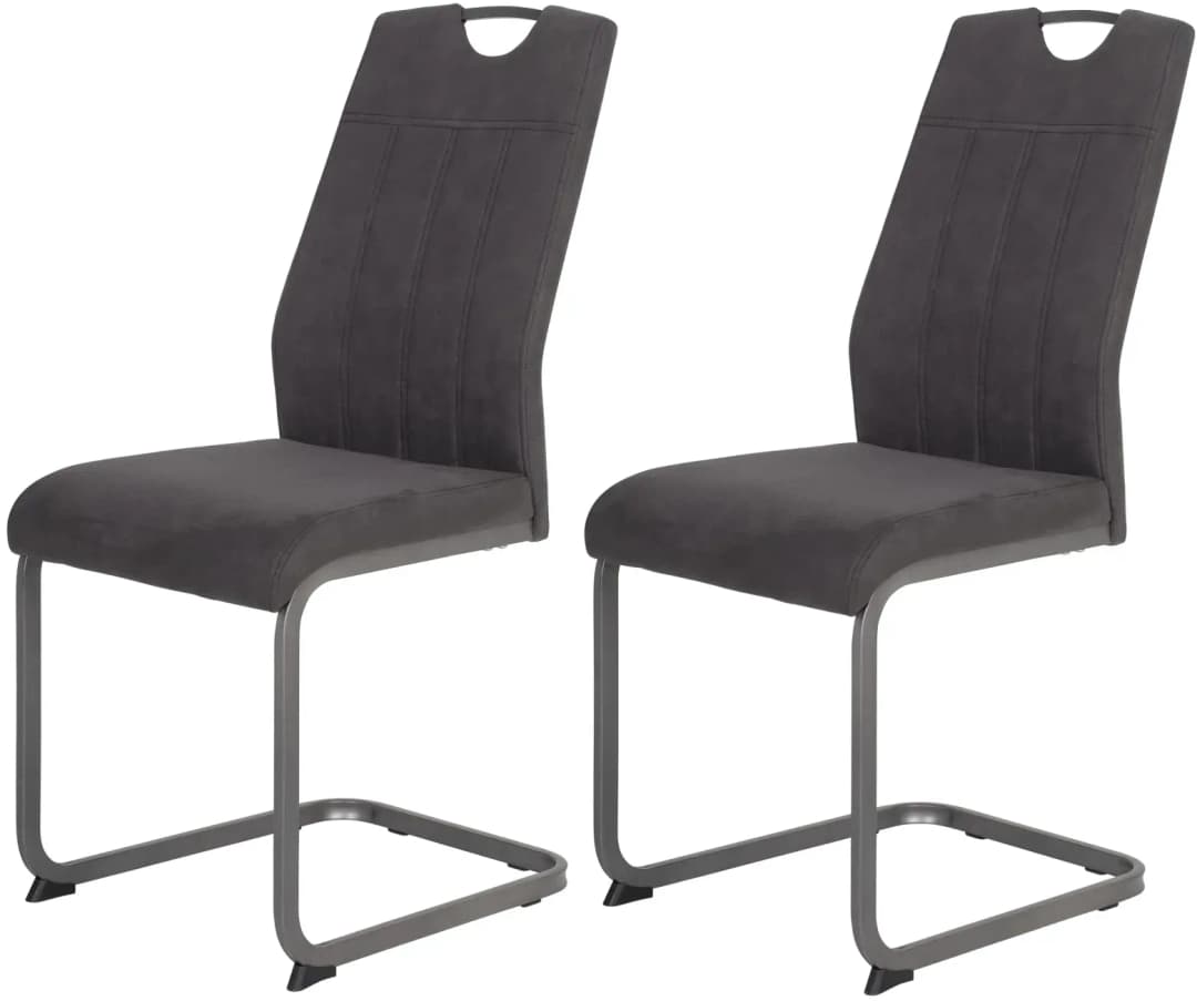 Esszimmerstuhl Christina Mikrofaser anthrazit 2er Set