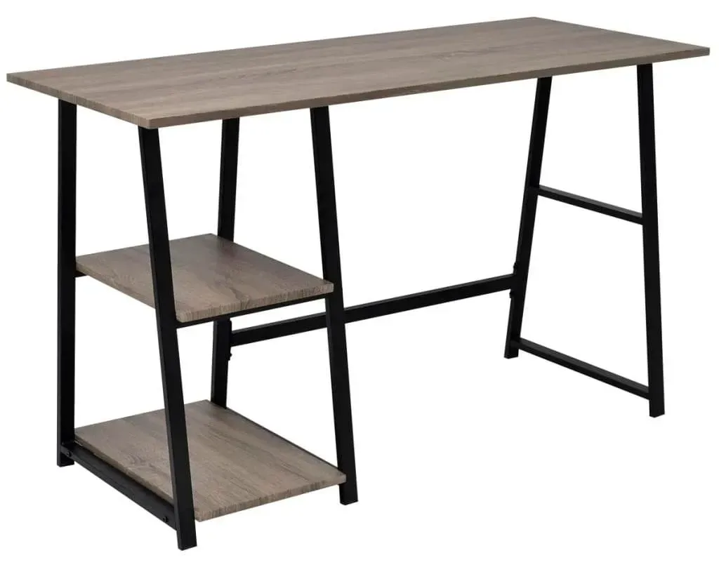 Schreibtisch mit 2 Regalen Grau und Eiche