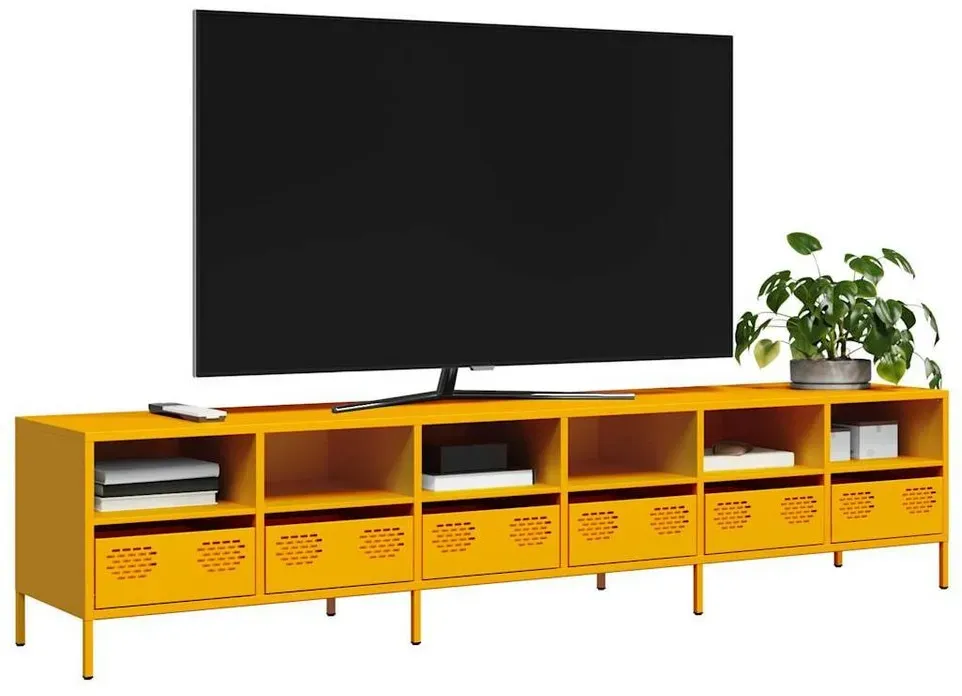 TV-Schrank 202x39x43,5 cm Gelb Kaltgewalzter Stahl