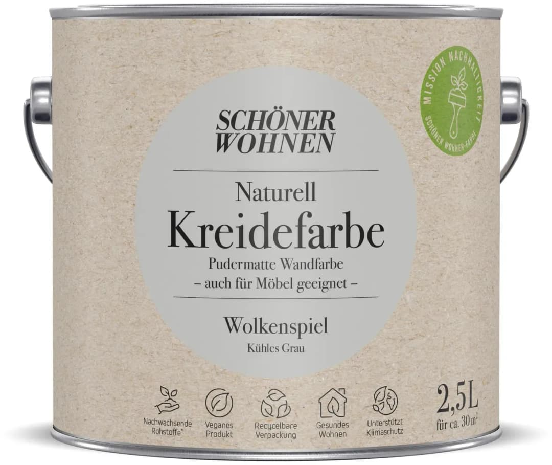Naturell Kreidefarbe Wolkenspiel grau matt 2,5 l