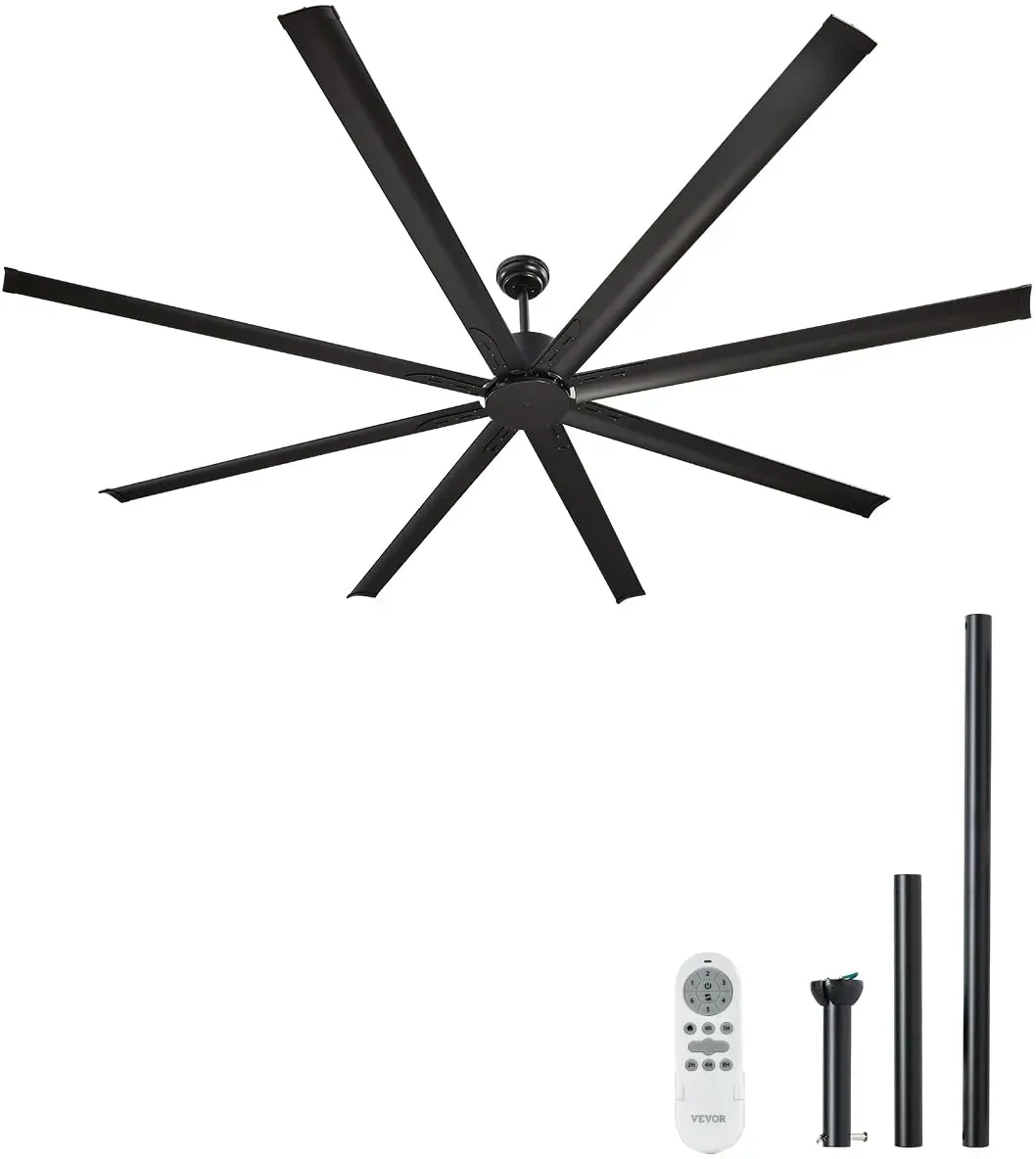 243 cm Deckenventilator Schwarz