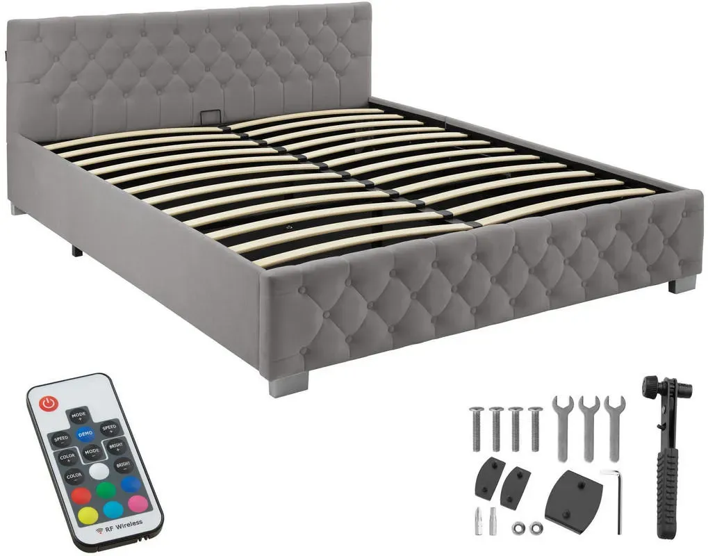 Chesterfield 180 x 200 cm Dunkelgrau