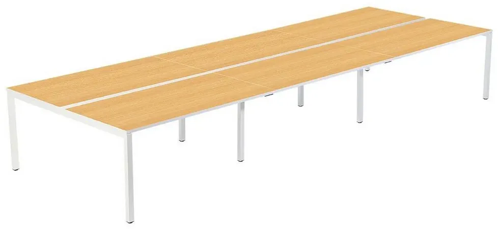 Doppelschreibtisch Buche / Weiß