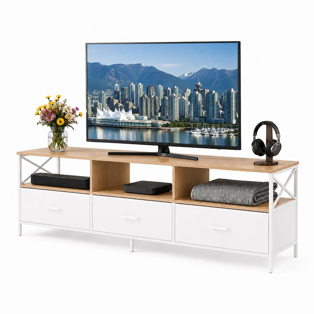 TV-Lowboard 147 cm Mehrfarbig MDF/Metall