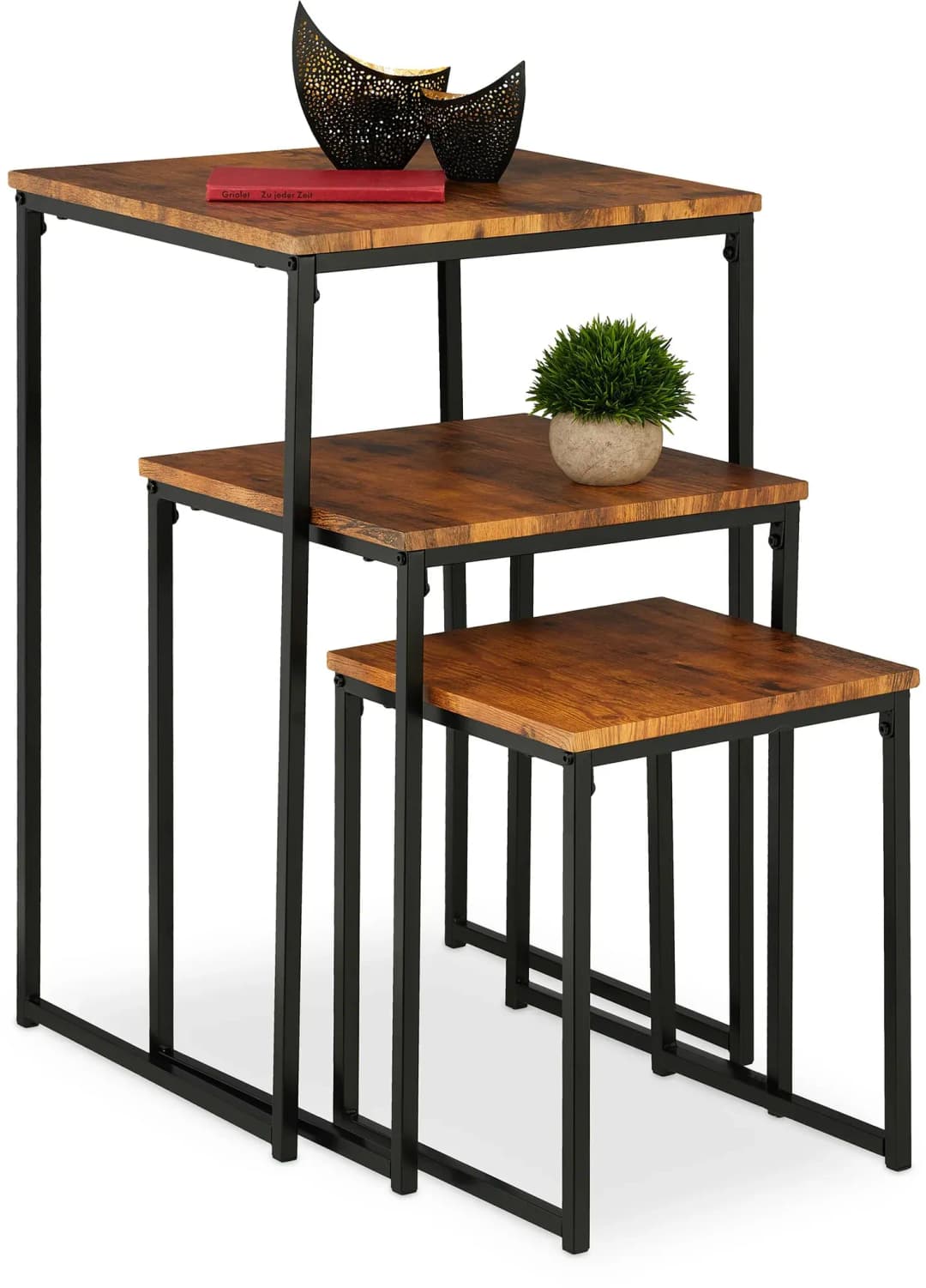 Beistelltisch Braun Metall 46 x 76 cm