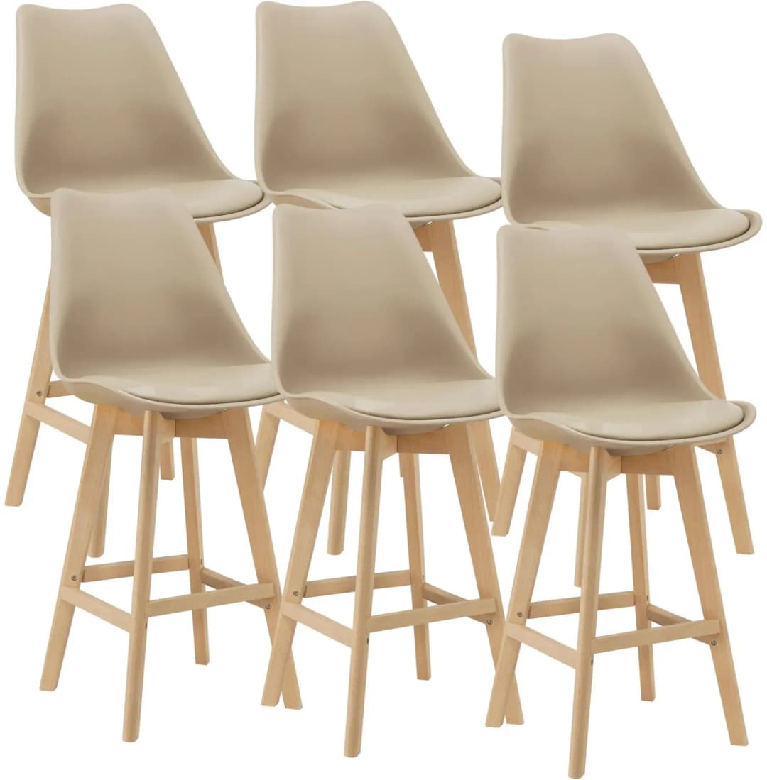 Barstuhl Lublin Kunstleder Beige 6er Set