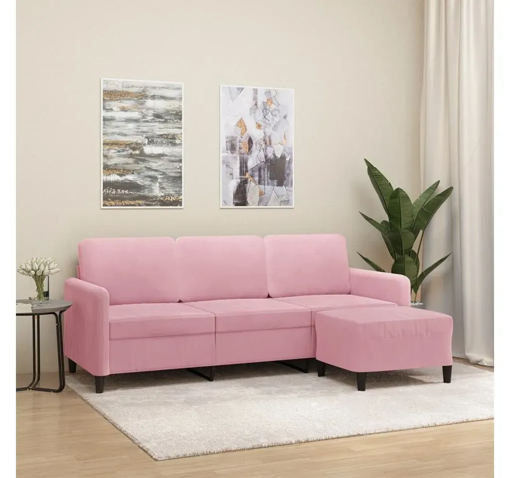 Couch Polyester 3-Sitzer Rosa