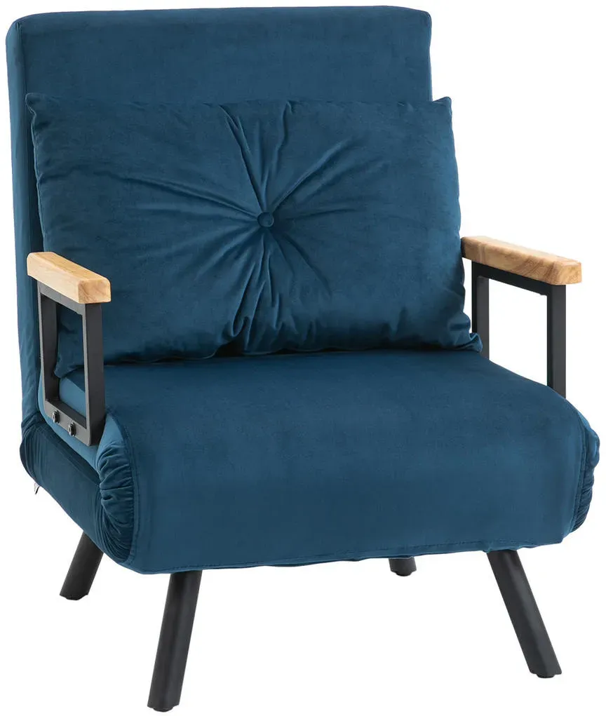 Schlafsessel mit Schlaffunktion Polyester 73 x 81 x 63 cm Blau mit Kissen
