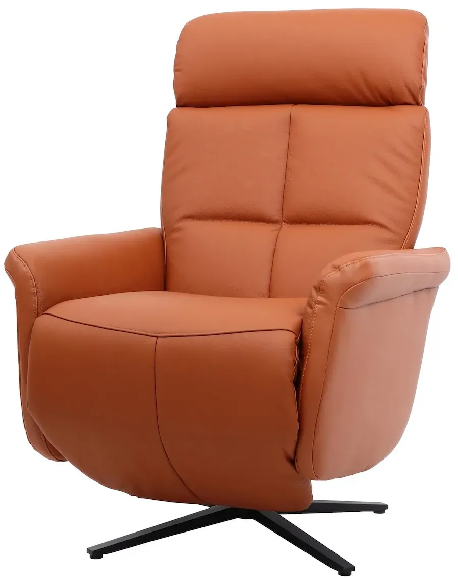 Relaxsessel HWC-L10 Leder 76 x 110 x 76 cm terracotta-braun drehbar