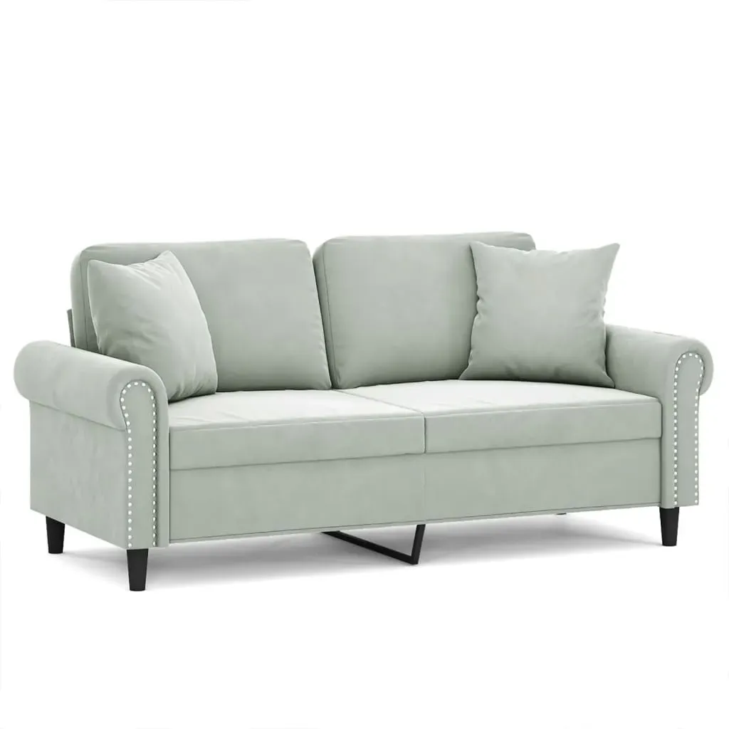Couch Samt 2-Sitzer Hellgrau
