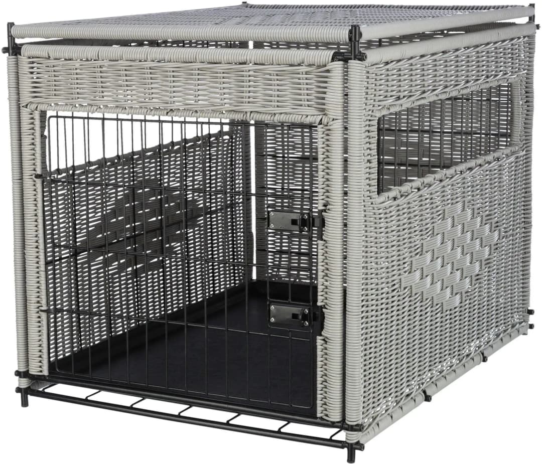 Hundehöhle Polyrattan M 58 x 60 x 77 cm hellgrau
