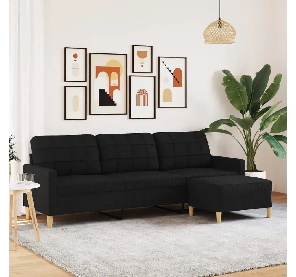 Couch Polyester 3-Sitzer Schwarz