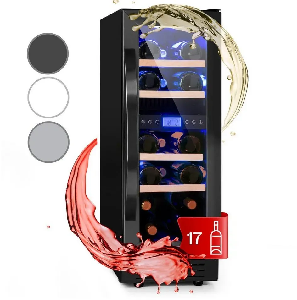 Vinovilla 17 Built-In Duo Zweizonen-Weinkühlschrank 53l 17 Fl. 3-Farben Glastür schwarz
